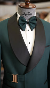 Men Suit Peacock Green Blazer with Buckle Fashion Designed Wedding Groom Tuxedos 2 Pieces Suit Shawl Lapel Jacket Pants set